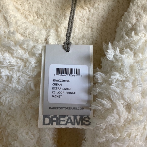 Barefoot Dreams CozyChic Fringe Loop Jacket Cream SZ XL - Picture 10 of 16